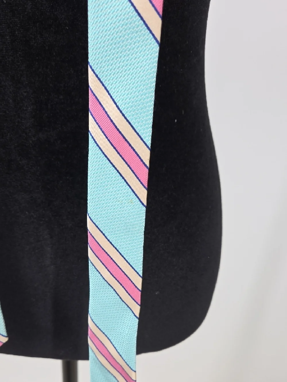 Brooks Brothers Aqua Blue, Pink & Cream Striped Silk Tie